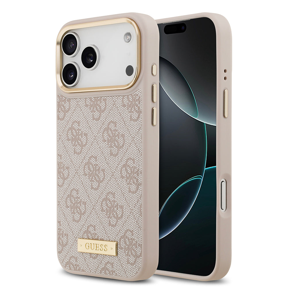 Guess iPhone 17 Pro Max Orjinal Lisanslı M-safe Şarj Özellikli 4G Desenli PU Metal Plaka Klasik Logolu Kılıf Guess iPhone 17 Pro Max Orjinal Lisanslı M-safe Şarj Özellikli 4G Desenli PU Metal Plaka Klasik Logolu Kılıf